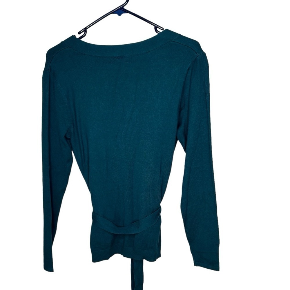 New Apt.9 Cardigan Shirt Womens Blue M One Piece Belted Tie Ruffle Soft BNWT - Picture 5 of 6